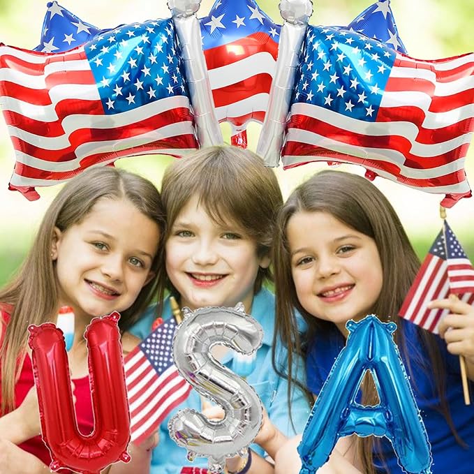 8 Pcs 4th of July Balloons American Flag Star Balloons USA Balloon Red White - Image 3