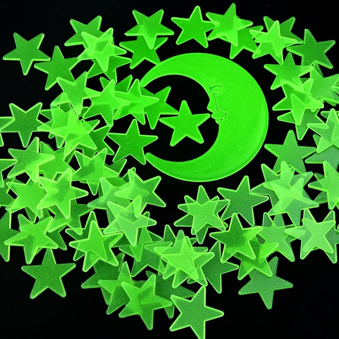 100 Stars and 1 Moon Glow in The Dark Luminous Fluorescent 3D Plastic Glow - Image 7