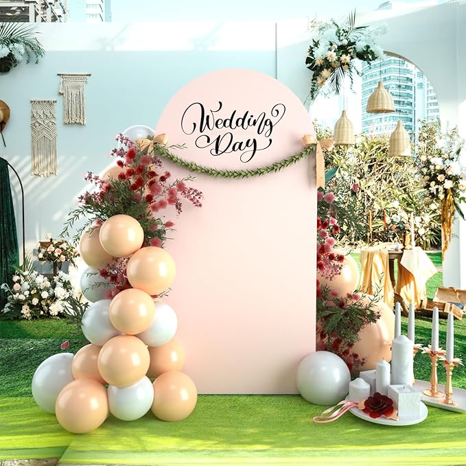 bricia Wedding Arch Backdrop Stand Cover, 7.2FT Double Sided Stretchy Arch Cover Fitted Wedding Birthday Party Banquet Decoration (Blush Pink 86.4''Lx48''W)