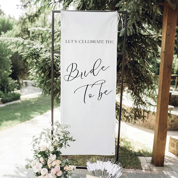 Yousoontic Bride to Be Linen Rustic Bridal Shower Welcome Banner Plain Ceremony - Image 4