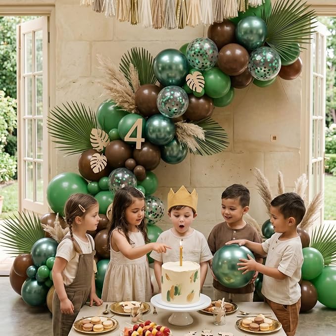 Brown and Green Balloons for Camping Jungle Birthday Party Decorations | Coffee - Image 7
