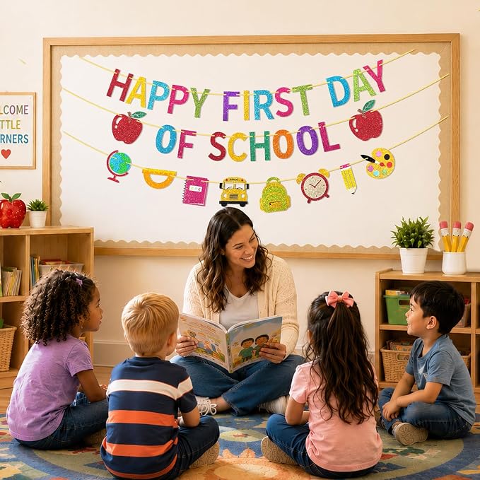 Happy First Day of School Banner, First Day of School Decorations | Pre-Strung - Image 7