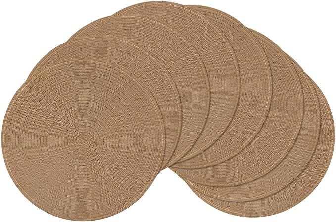 SHACOS Round Braided Placemats Set of 8 Washable 15 inch Round Table Mats Woven by SHACOS