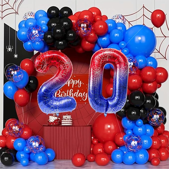 40 Inch Spider Theme Number Foil Balloons, Large Number 20 Balloons - Image 5