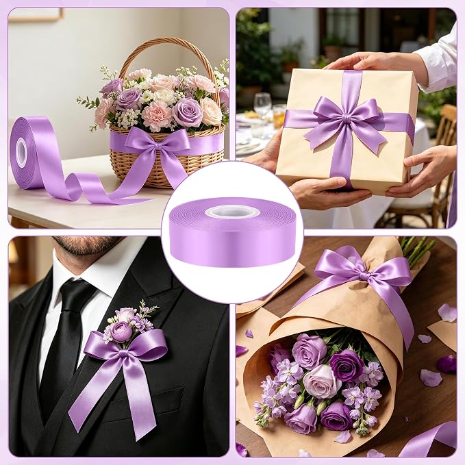 30Yards 1In Lavender Satin Ribbon - Image 4
