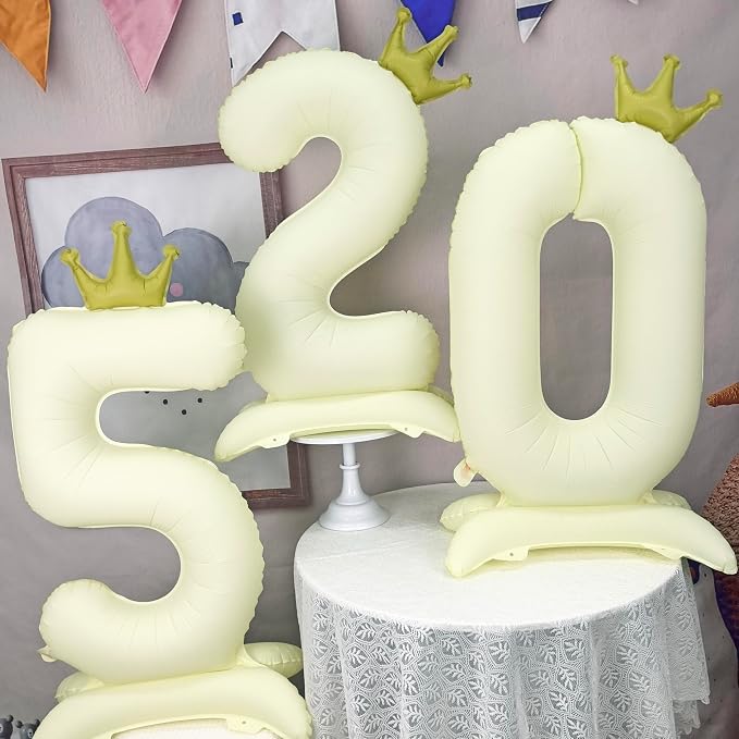 Standing White Crown Number 5 Balloon 40In Retro White Crown 5 Balloon | - Image 5