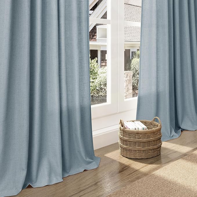 Light Blue Linen Curtains 72 Inch Length - Image 6