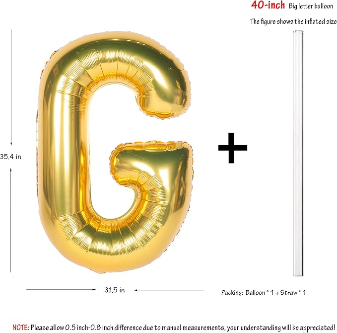 Letter Balloons 40 Inch Giant Jumbo Helium Foil Mylar Gold G | - Image 2