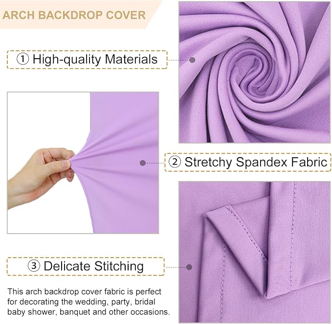 FANPROMS Wedding Arch Cover Set of 3 Lavender Arch Spandex Covers Baby Shower - Image 3
