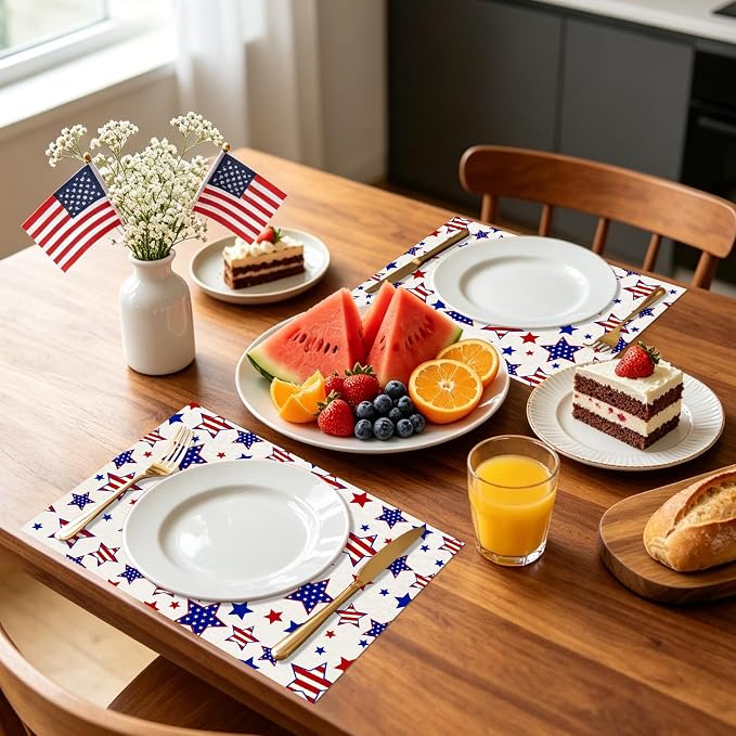 50 Pack Patriotic Disposable Paper Placemats, Star and Stripes Table Mats | - Image 4