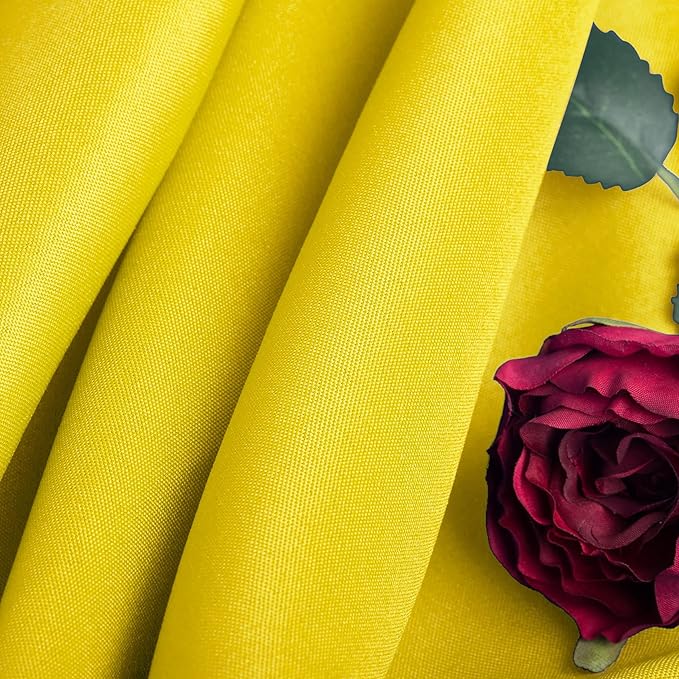 Ascoza 2pack 132 Inch Yellow Round Tablecloth in Washable Polyester Fabric for Wedding/Banquet/Restaurant/Parties…