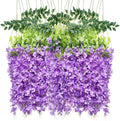Artificial Flowers Hanging Flowers, Fake Wisteria Flower Garland Silk Vines by WONICE