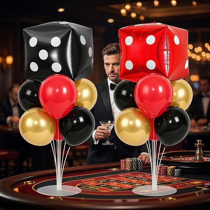 Casino Party Balloons Stand Kit 2 Sets Table Balloon Centerpieces - Image 5