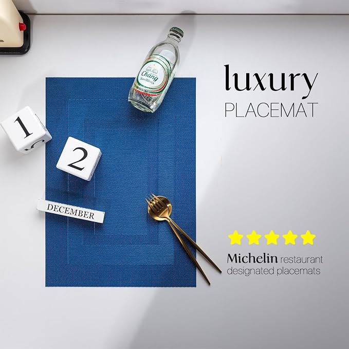 LEXMORE Placemats Set of 8 Vinyl/Plastic Woven Place Mats - Image 2