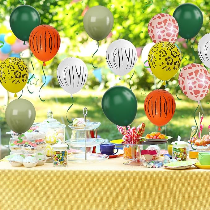 Sage Green & Olive Green Animal Print Safari Balloons - Image 7