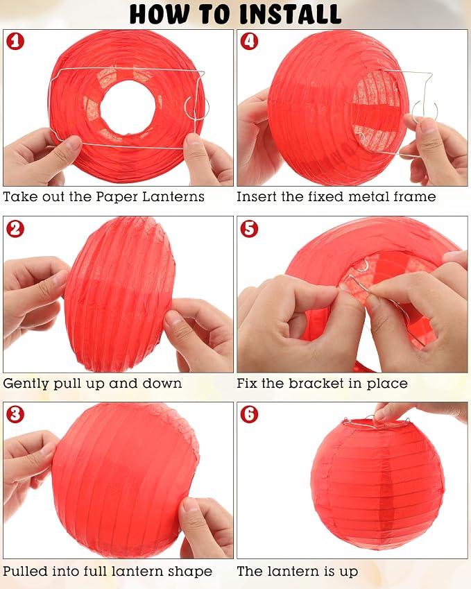 Treela 48 Pcs Paper Lanterns Party Decorations Chinese Lanterns Round Paper - Image 3