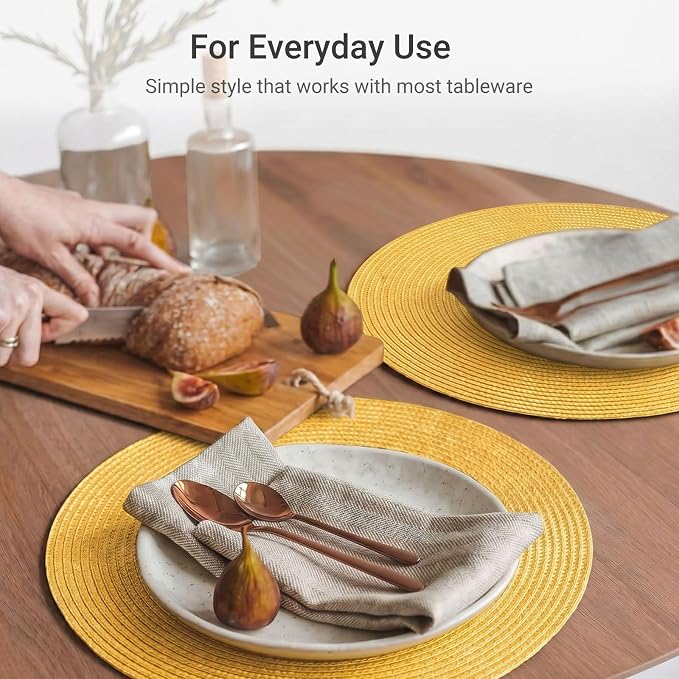 FunWheat Round Braided Placemats Set of 4 Table Mats - Image 5