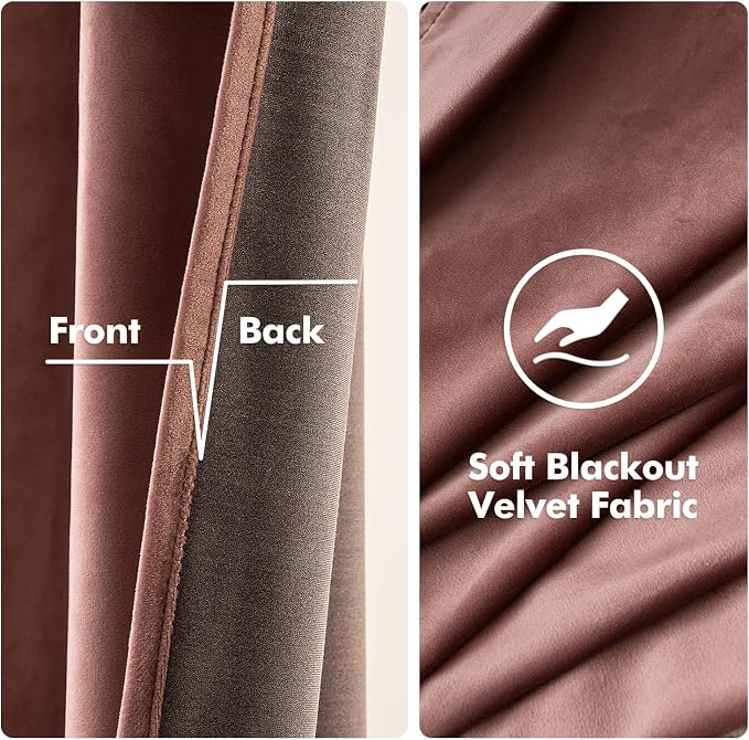 MIULEE Velvet Curtains Dusty Rose Pink 52 x 108 Inch Length Set of 2 | Extra - Image 3
