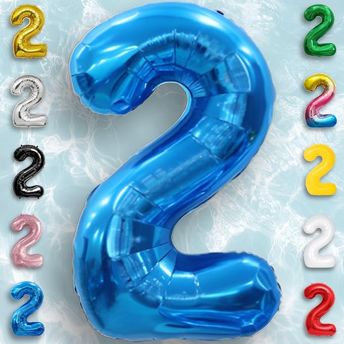 Blue Number Balloon 2 Mylar Foil Balloons 40 inch - Image 3