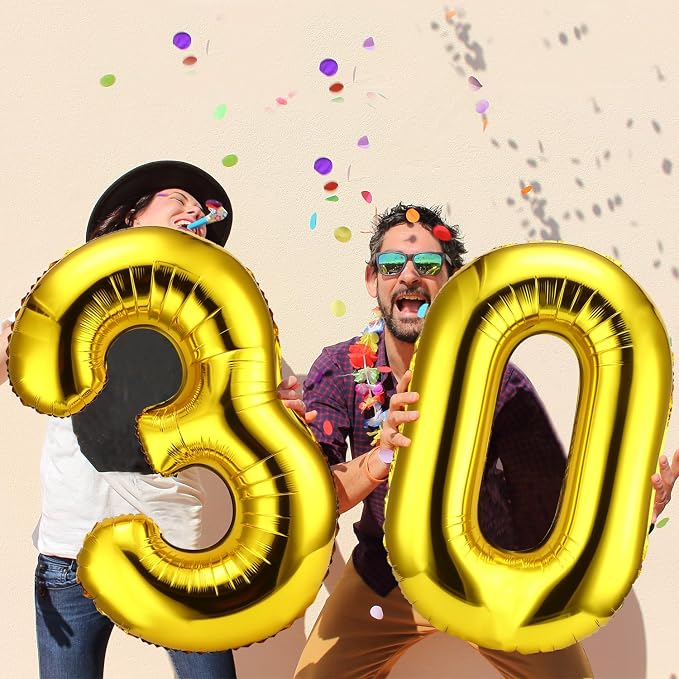 Gejoy 40 Inch Number 30 Balloons Jumbo 30 Foil Giant Number 30 Balloons - Image 4