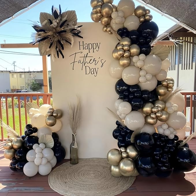 Black and Gold Balloon Arch Garland Kit, Graduation Balloons Black White Sand - Image 5