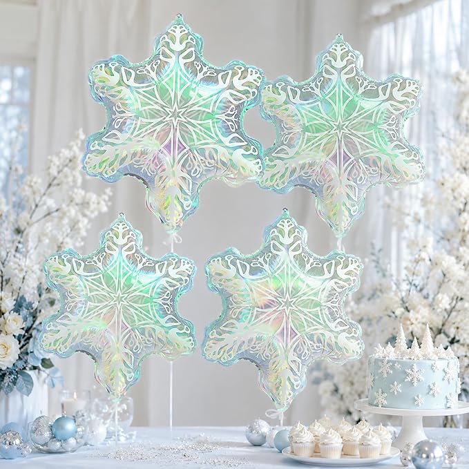Iridescent Snowflake Balloons, New Year, Birthday and Baby Shower Decorations - Image 7