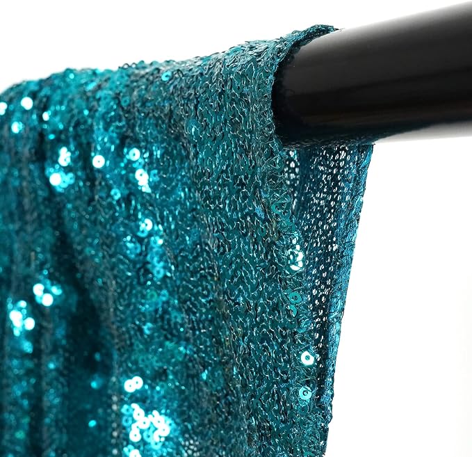 Poise3EHome Teal Sequin Backdrop Curtain, 4 Panels 2FTx8FT Glitter Background - Image 8