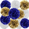 We Moment Navy Blue Gold White Paper Pom Poms Decorations by We+Moment