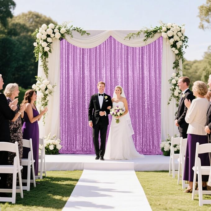 4×8FT-2PCS Lavender Sequin Backdrop Curtains Panels, Photography Backdrop - Image 4