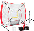 7×7FT Baseball Net with Batting Tee and Strike Zone Target, Portable Hitting Pitching Batting Training Net, Baseball and Softball Training Equipment,Suitable for All Skilled Levels