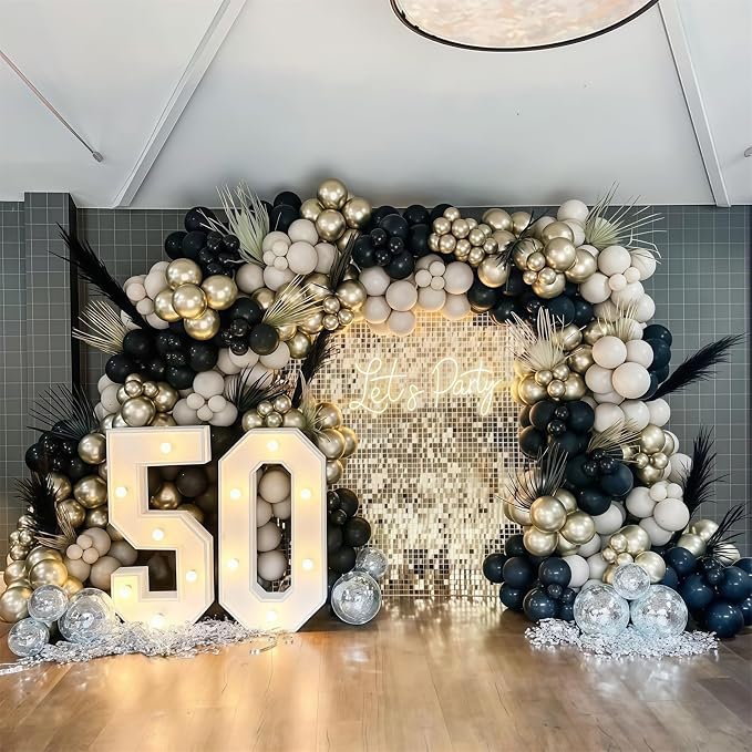 Black White Gold Balloons, 12 Inch 35PCS Black and White Balloon - Image 3