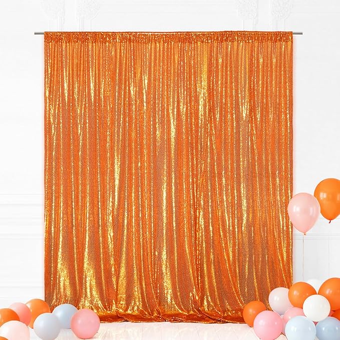 Eternal Beauty Orange 3mm Sequin Backdrop 10x10 Ft by EternalBeauty