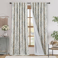 jinchan Grey Floral Linen Blackout Curtains Lined 96 Inch Back Tab 2 Panels | by JINCHAN