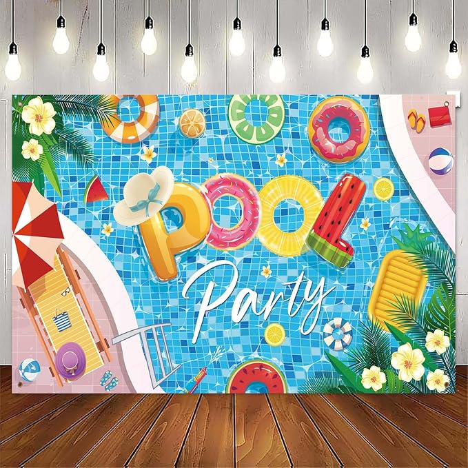 Pool Party Banner Pool Party Decorations Summer Party Birthday Decorations by PAXUMO