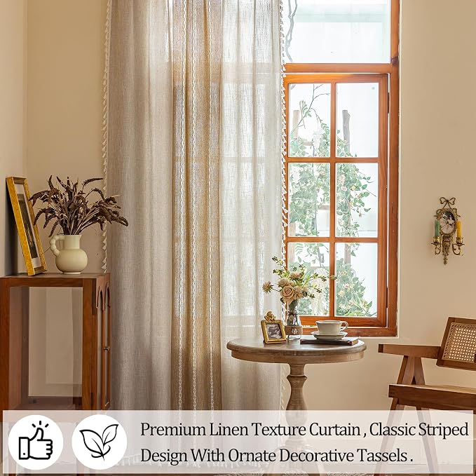 Sutuo Home Boho Curtains for Bedroom Dining Room, Farmhouse Vintage Chic Light - Image 5