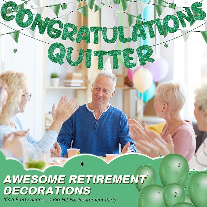 Fulmoon Pre Strung Congratulations Quitter Glitter Banner Funny Retirement - Image 5