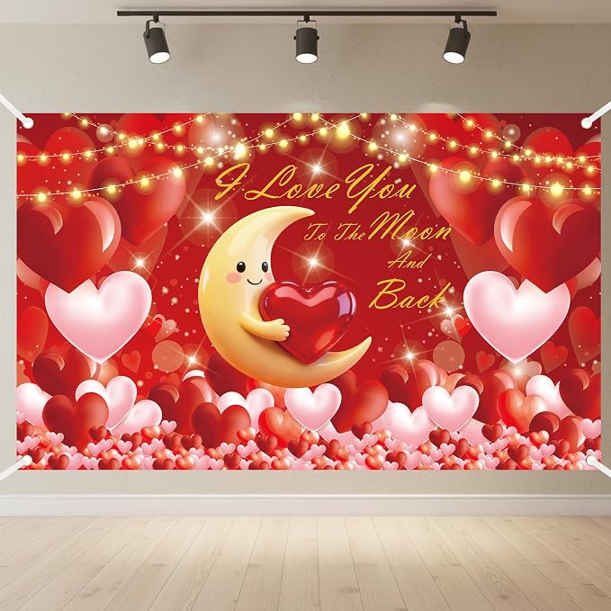 Red Backdrop Anniversary Decoration by NIUBEHOHO