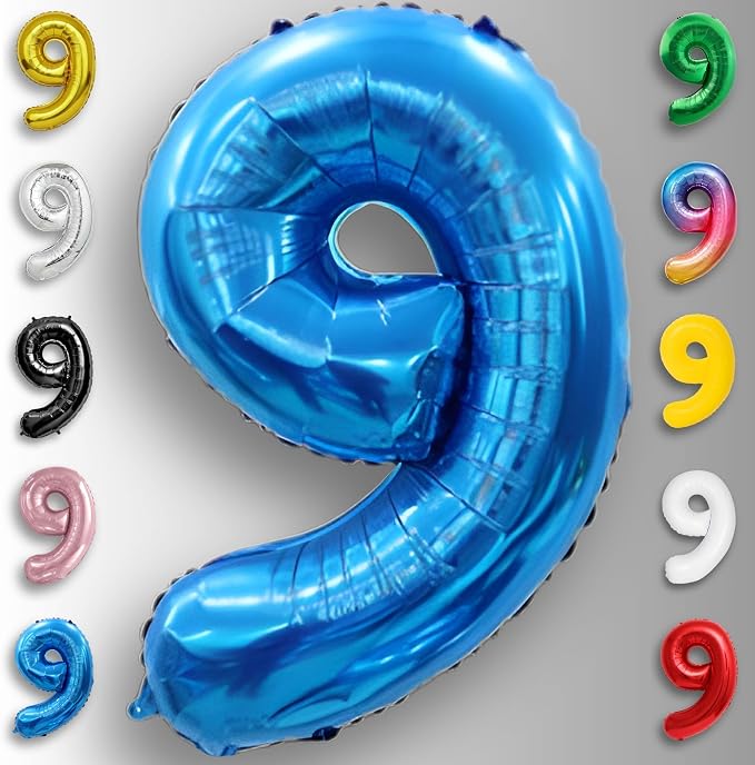 Blue Number Balloon 9 Mylar Foil Balloons 40 inch - Image 5