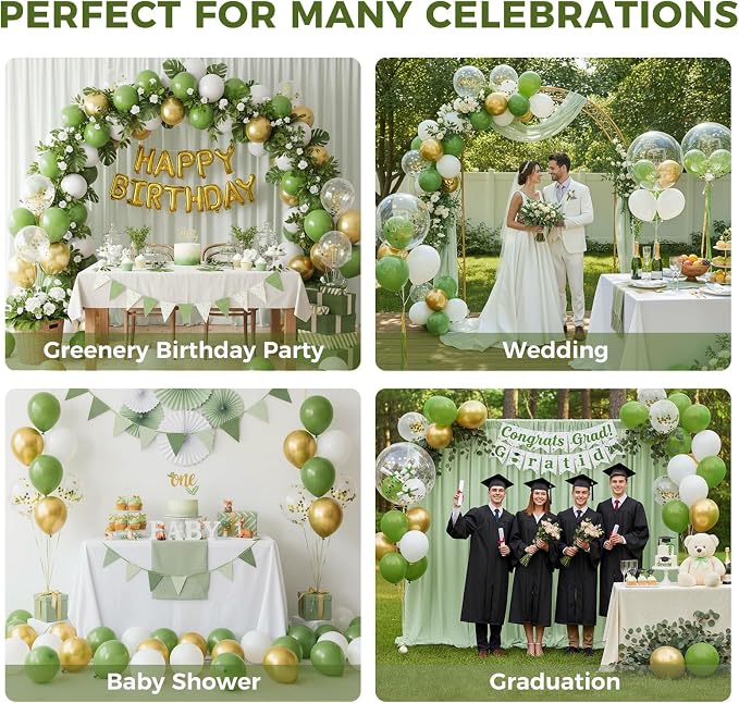 LovesTown Sage Green Gold and White Balloons - Image 5