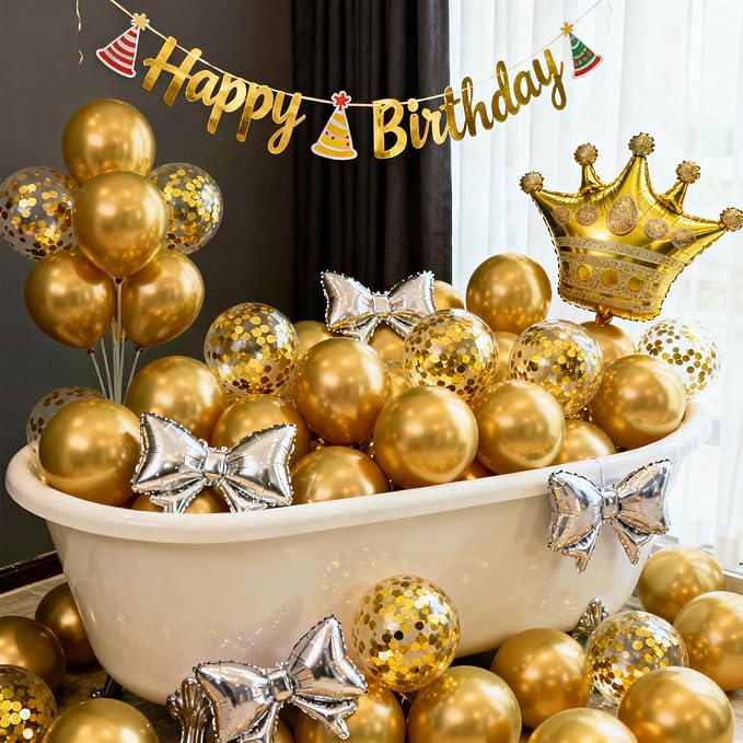 Patimate Gold Metallic Chrome Latex Balloons 150 Pack 5 Inch Gold Balloons | - Image 2