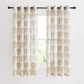 KGORGE Natural Linen Curtains 2 Panels- Taupe 52“W x 72" L Semi Sheer Geometric by KGORGE