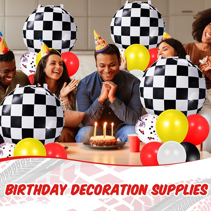 4 Sets Race Car Party Balloons Stand Kit Racing Car Table Centerpieces Decor - Image 7