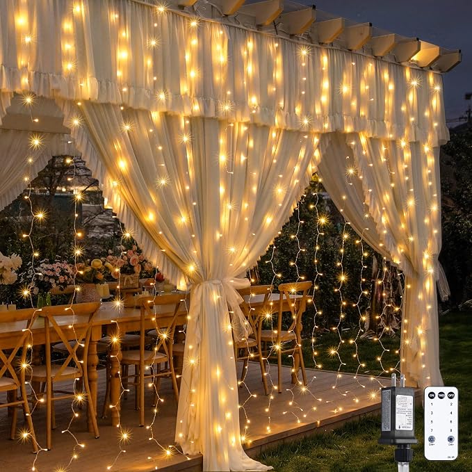 JMEXSUSS 900 LED Curtain Lights, Outdoor String Lights Indoor, 9.5x29.5ft | by JMEXSUSS