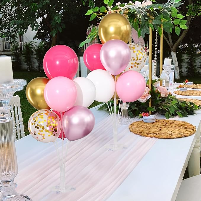 Pink White and Gold Balloons Table Centerpieces Stand Kit 4 Sets - Image 8