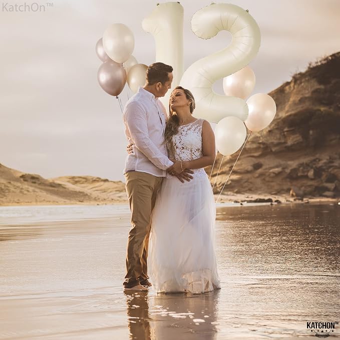 KatchOn Cream White Number 12 Balloon 40 Inch, 12th Birthday Balloon Decor | - Image 7