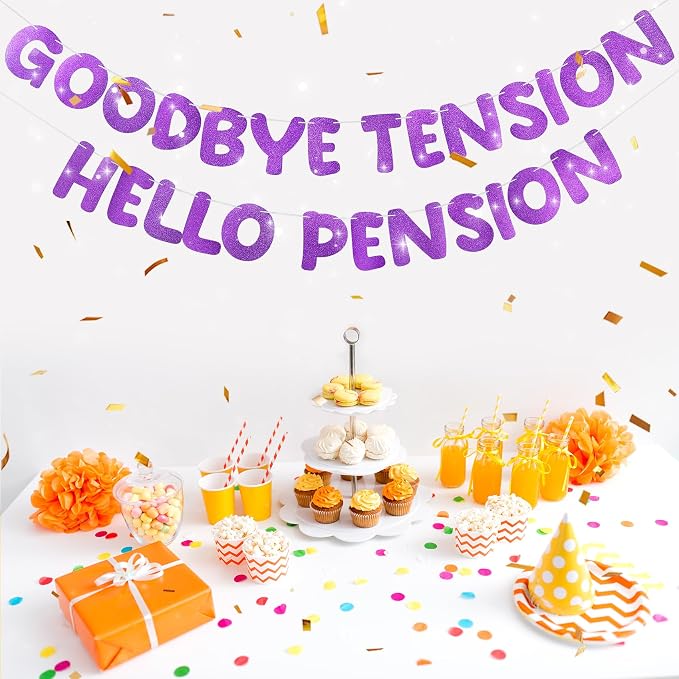 Retirement Banner Pre-Strung Banner Glitter Retirement Party Supplies - Image 4