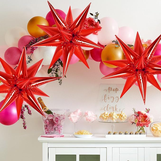 72 Pcs Star Balloons Foil Explosion Balloons Magic 12 Point Star Cone Balloon - Image 4
