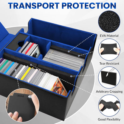 Card Storage Box for Trading Cards, Holds 5 MTG Decks Card Box or 2200+ Cards, Leather Magnetic Closure TCG Storage Box for MTG, YuGiOh, Sports Cards, with 13 Card Dividers & Dice Tray