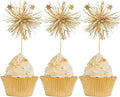 Gyufise 30Pcs Foil Firework Cupcake Toppers Happy Birthday Cake Toppers Sparkle by Gyufise