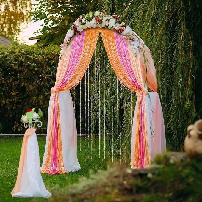 Frienda 4pcs Sunset Party Decorations 6.6ft Fringe Curtains Sunset Soiree Party - Image 4